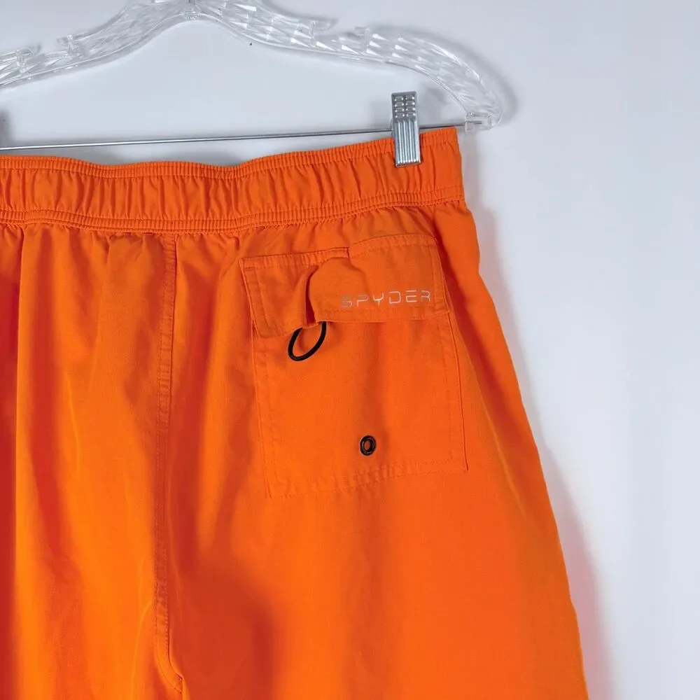 Spyder Boys Board XL Shorts Swim Sand Sun Trunks Orange Neon Print Tie Waist